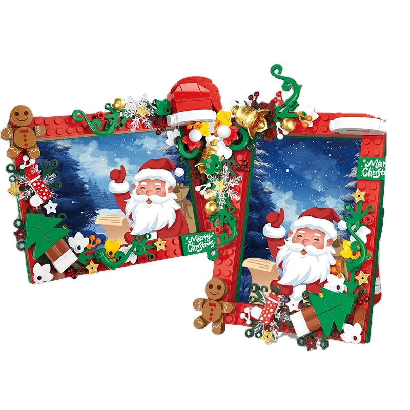 2024 Christmas Photo Frames Building Block Set Santa Claus Plastic Block Picture Photo Albums 3D Models Assembly Toys Decoration