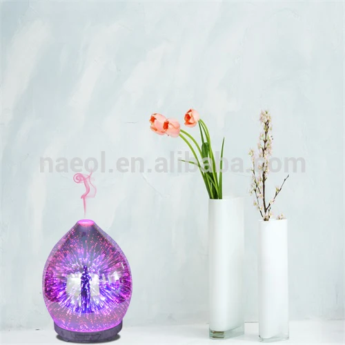 Rainbow LED changing lights 3D glass firework aroma oil diffuser