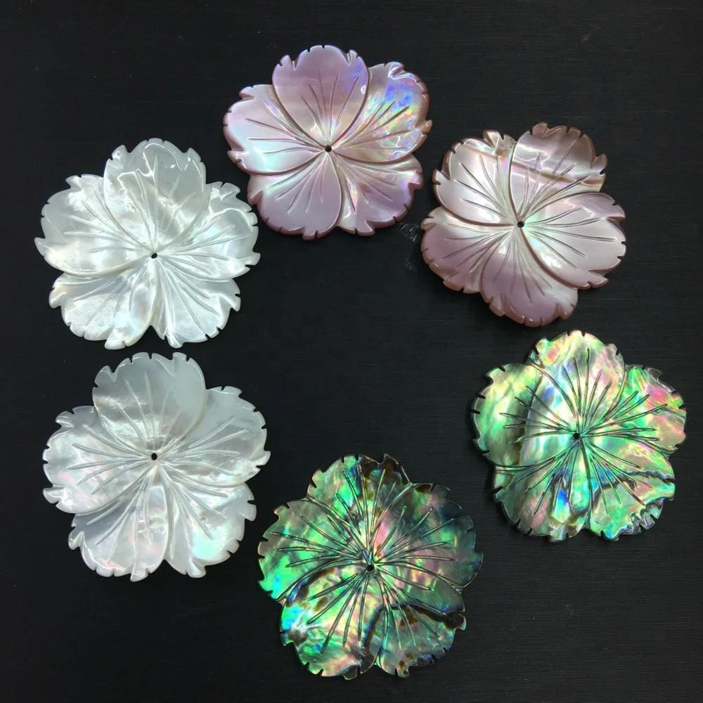 Big Size High quality natural mother of pearl gemstone flower shell carving