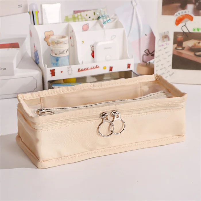 Best selling Multi-Purpose Office College School fancy Square shaped pen zipper bag pencil case from china stationery market