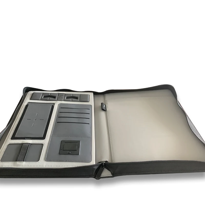 Elegant Leather Mini Briefcase with Built-in 10000mAh Battery for Effortless Wireless Charging