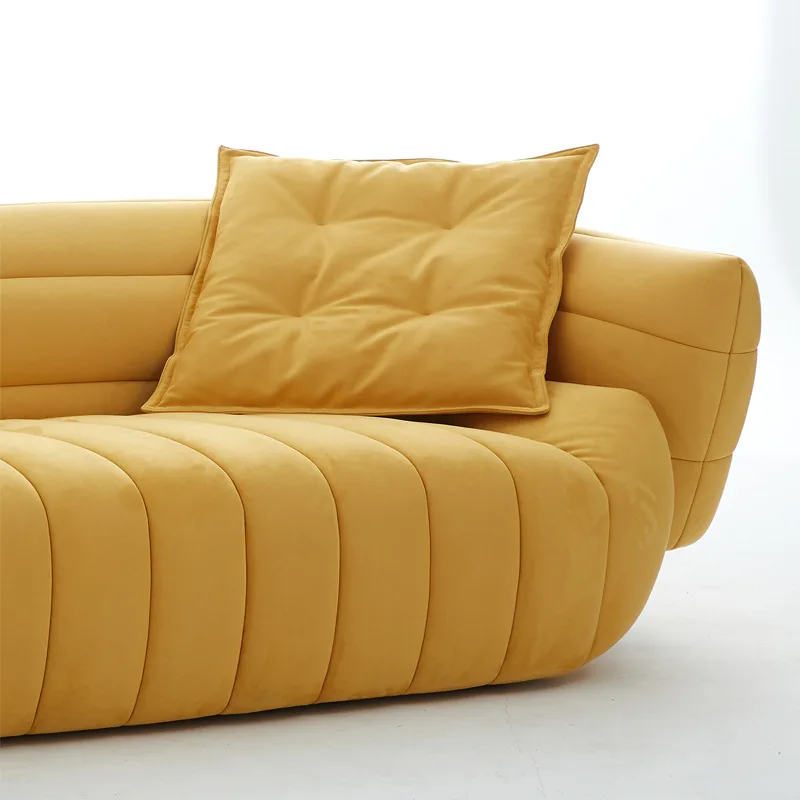 Italian design luxury living room furniture fancy nubuck coach suede blue baxter banana shaped sofa