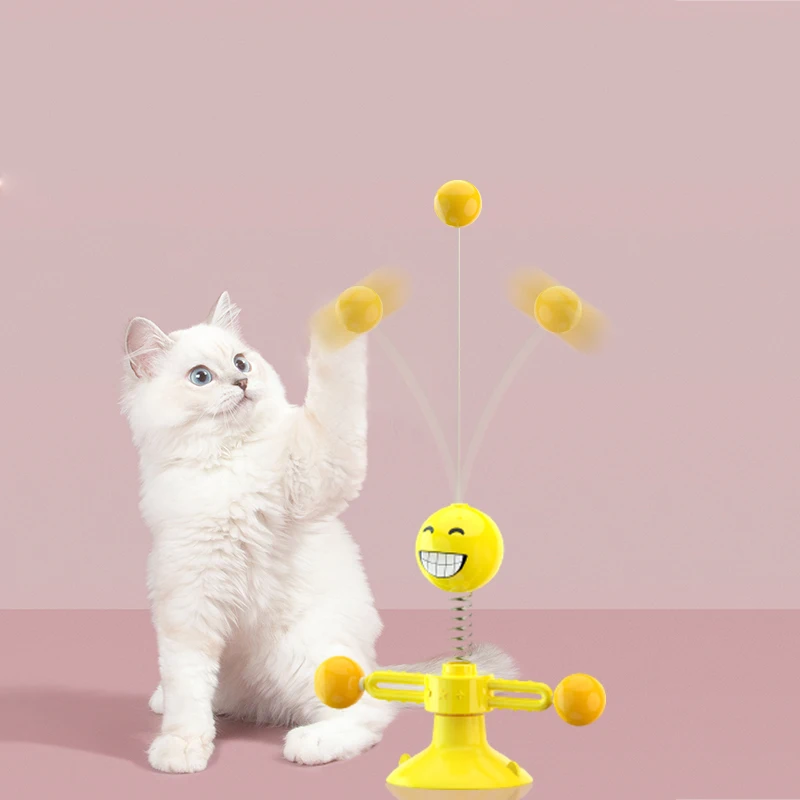 Turntable Teasing Interactive Cat Toys Self-Playing Wand Teaser Ball Toy Scratcher for Indoor