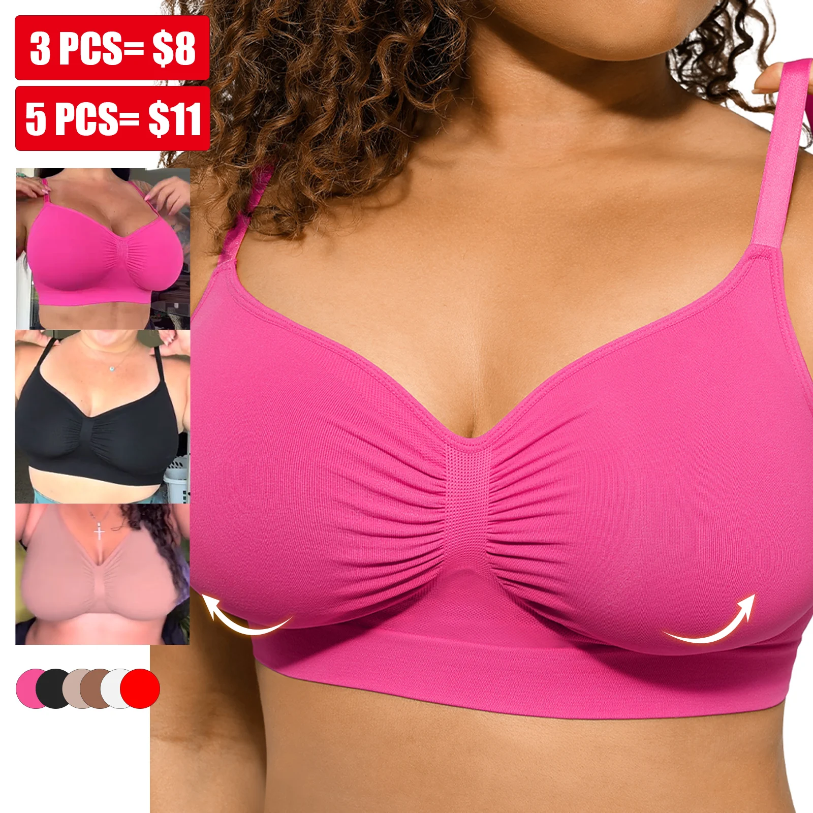 HEXIN AMZ Wholesale Wireless Bra Multiple Colors Traceless Breathable Bra Seamless Plus Size Lingerie Push Up Bra for Women