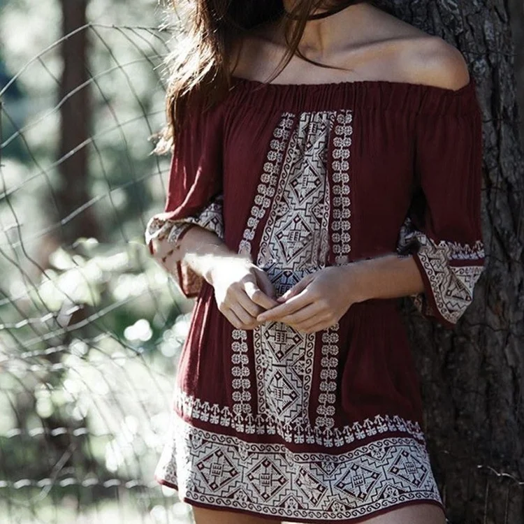 Повседневные летние богемные платья с открытыми плечами и рукавом до локтя