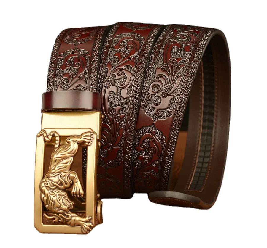 Genuine Leather Belt Casual Buckle  Mens Belts Genuine Leather Luxury Fashion Jeans Mens Leather Belt