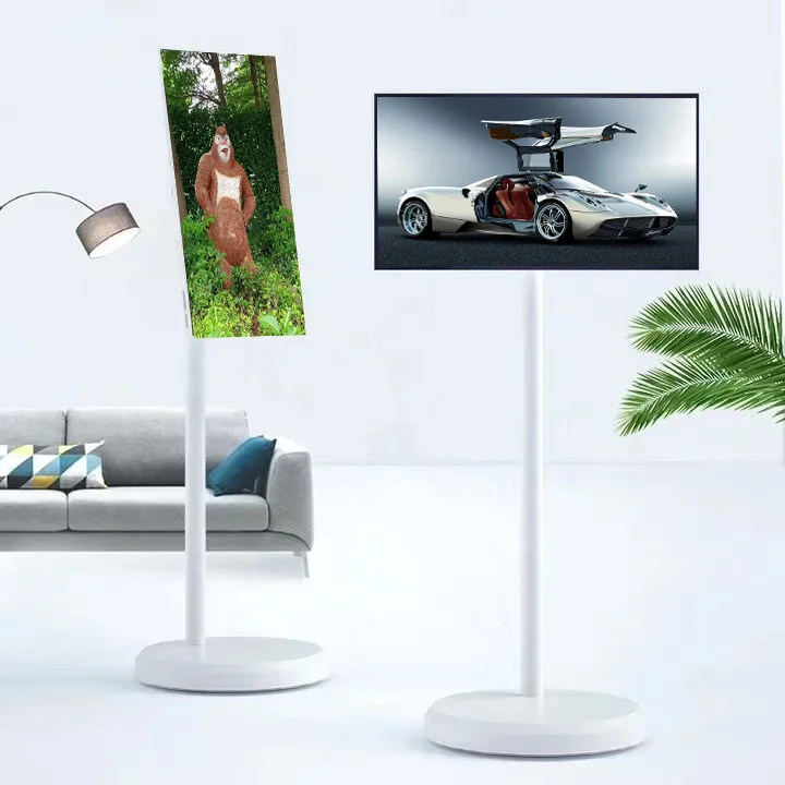 32-Inch Movable Rechargeable LCD Digital Signage Monitor Portable Touch Screen Smart TV Advertising Portable TV Advertising