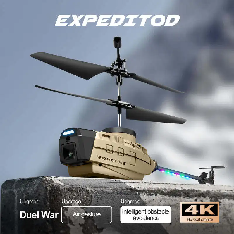 Helicopter Toys Obstacle Avoidance Battle Mode Phone Control Smart Gesture Helicopter 4K Dual Camera KY202 Drone Plane RC