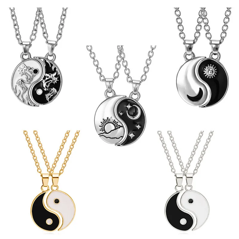 G2033 Classical Ethnic Couples Jewelry Pendant Puzzle 2 Piece Tai Chi Yin Yang Necklace
