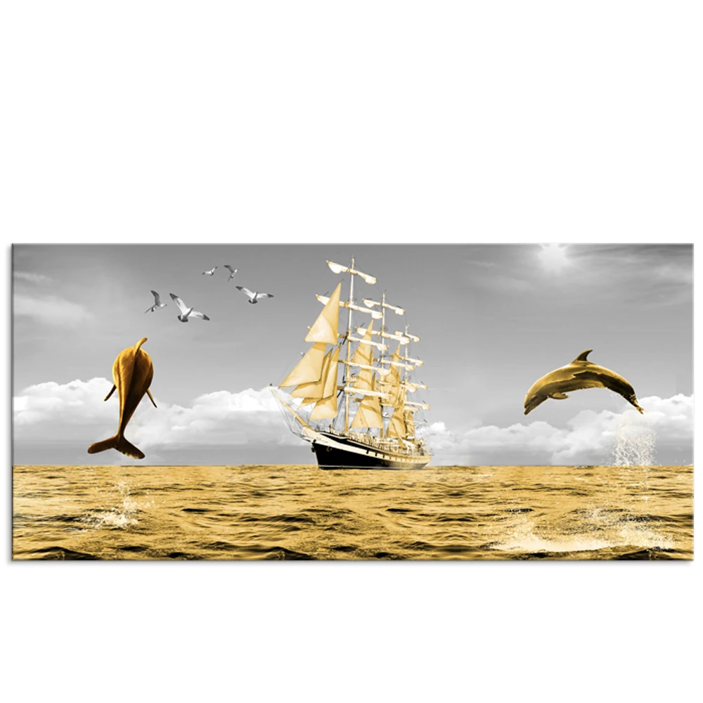 Smooth Sailing Seascape Art Elephant Wall Art Crystal Porcelain Painting Modern seascape art decorative painting