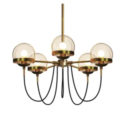 American Style Decorative Gold Bracket Amber Glass 8 lights Chandelier Pendant Lamp for Home