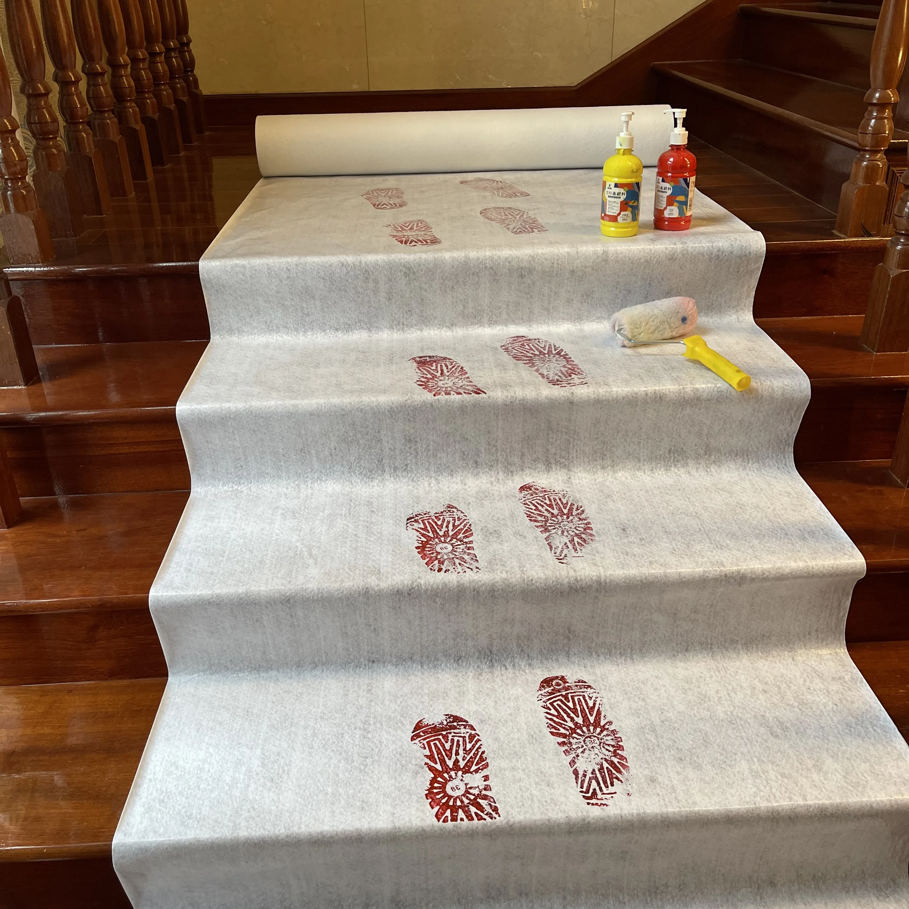 180gr 1x50m self adhesive surface protection Floor Covering painter fleece white sticky felt