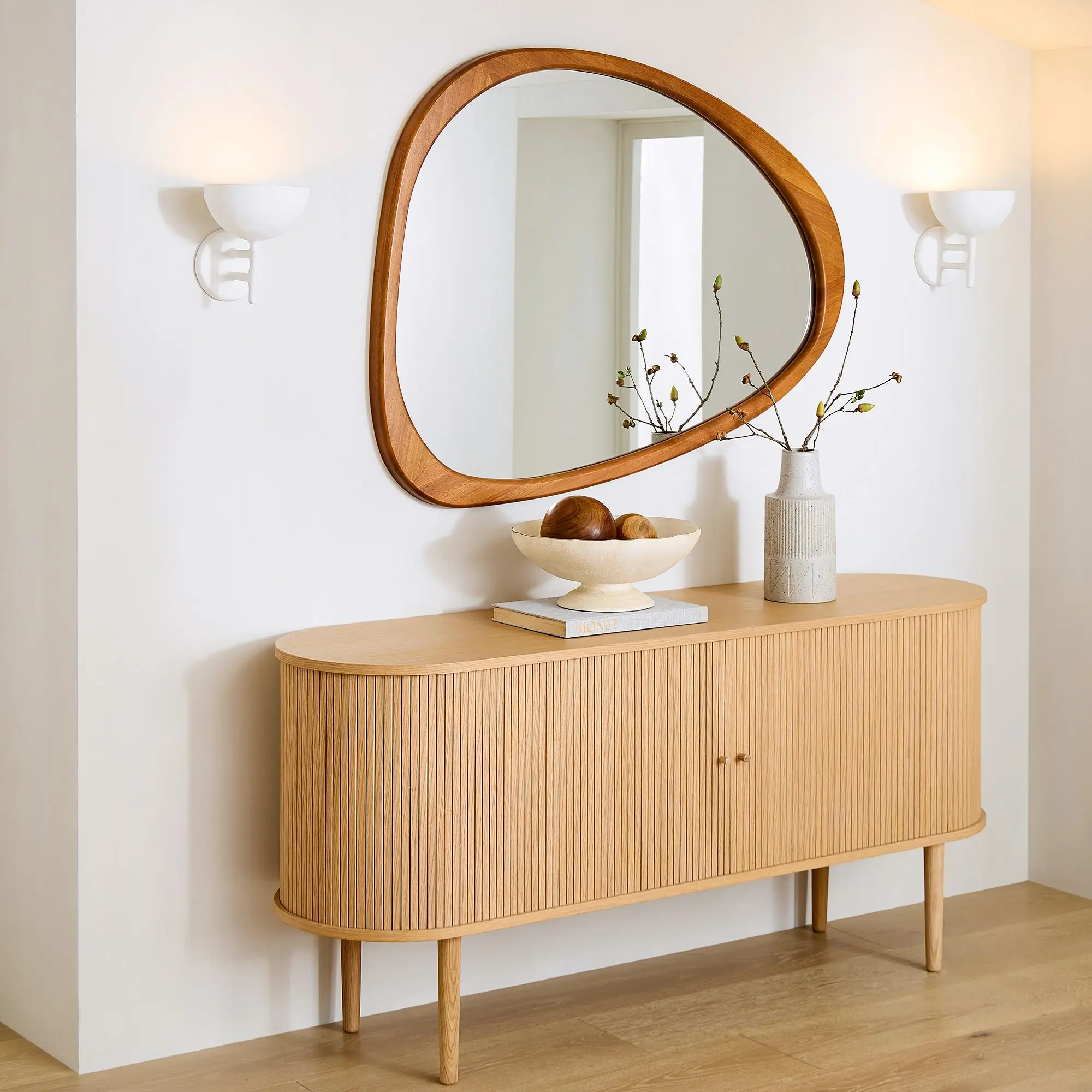 Wall Wood Frame Full Length Mirrors Bamboo Framed Floor Stand Decorative Carved Dressing Wooden Mirror