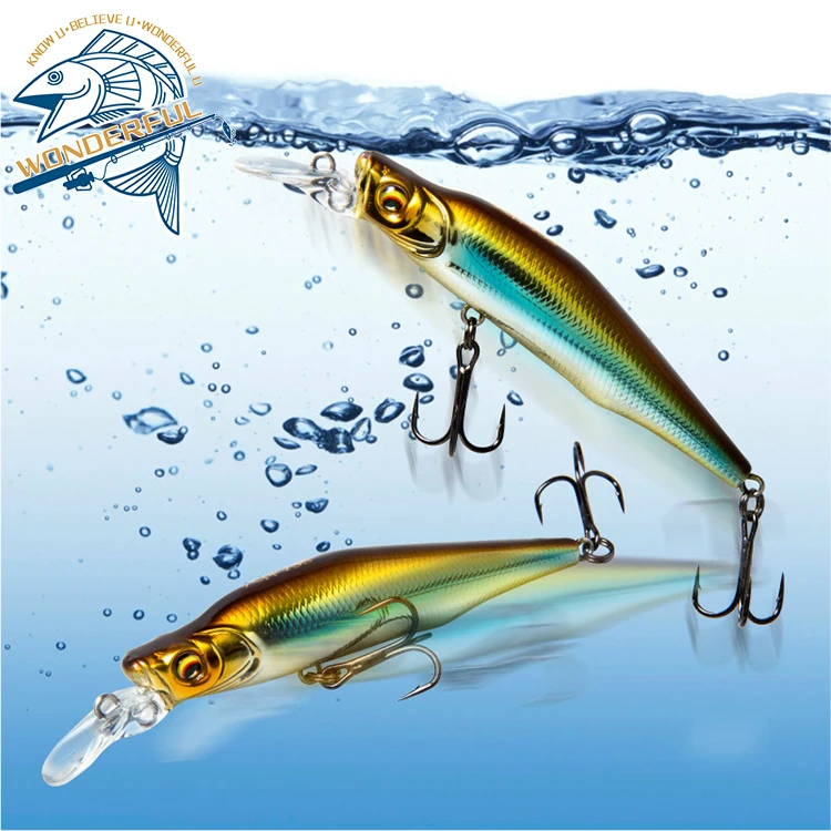 75mm 85mm Artificial ABS Plastic Various Colors Freshwater Bass Long Casting Sinking Fishing Minnow Lure