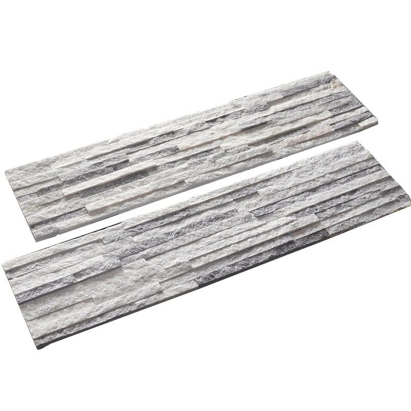 China wholesale stack Black and white granite cultural stone wall cladding  deco stone panel wall tile