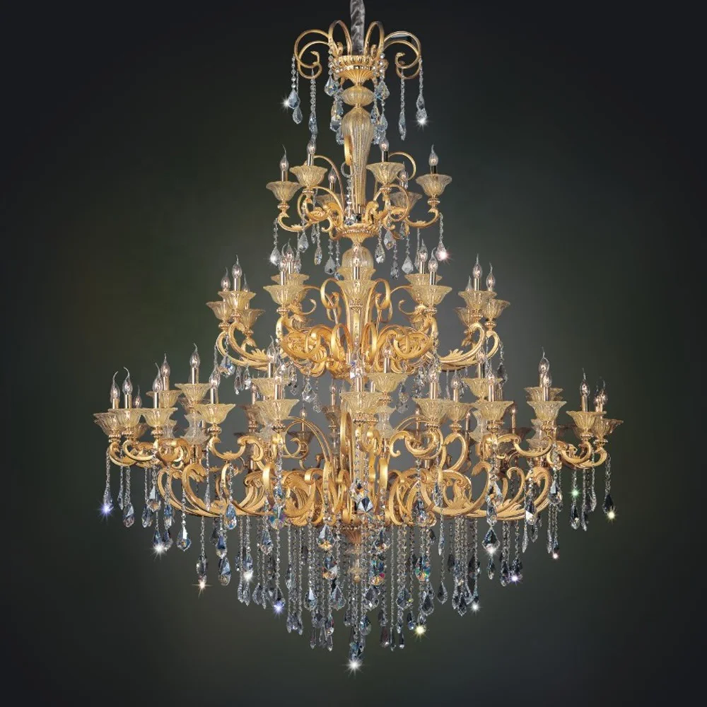 custom golden candle lamp wedding decoration luxury big gold crystal chandeliers