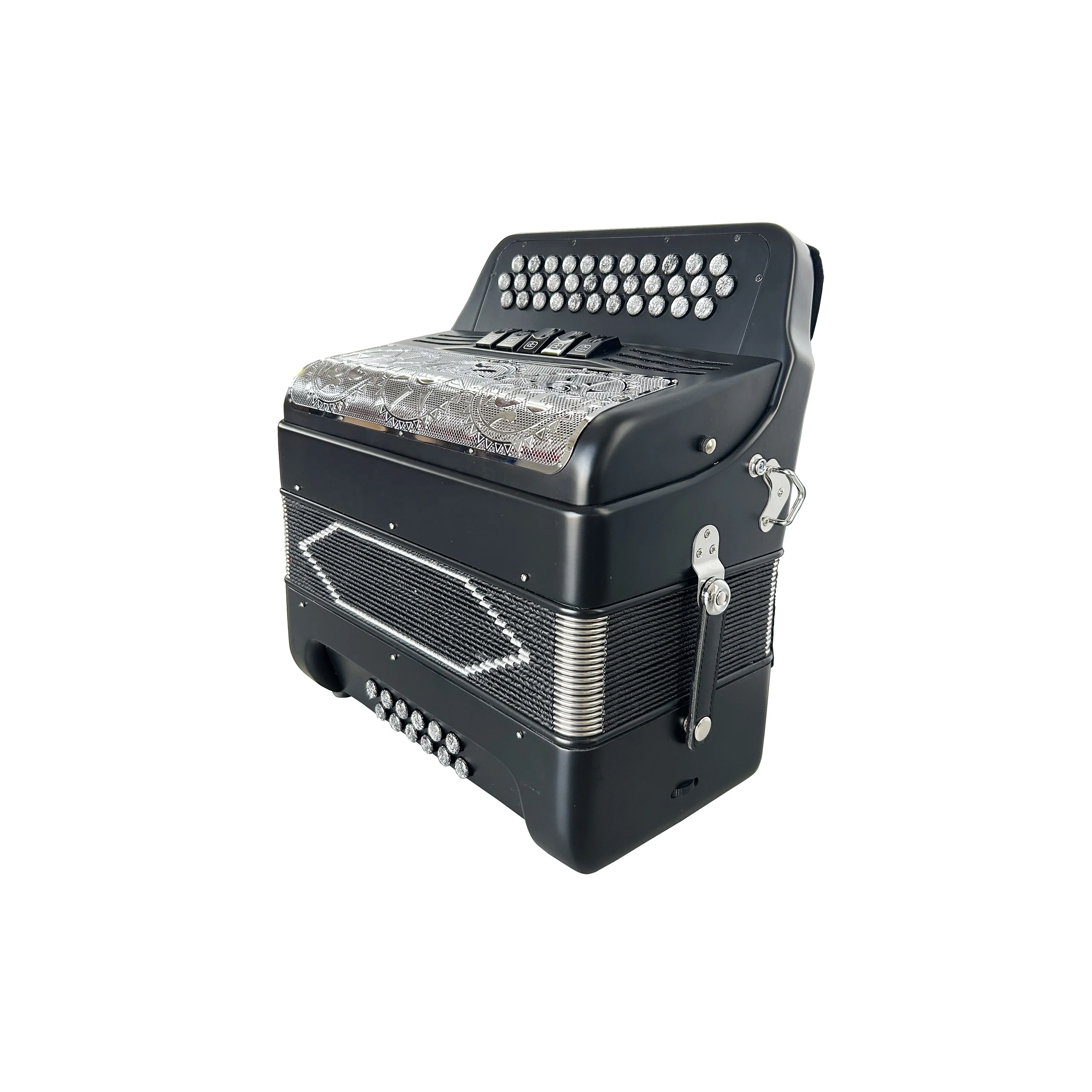 SEASOUND OEM 34 Buttons 12 Bass 5 Registers Matt Black Accordion Instrument Silver Grill Acordeon Silver Buttons JB3412D