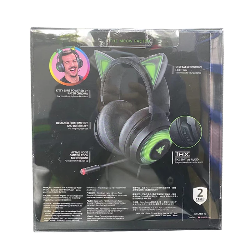 Оригинальная игровая гарнитура Razer Kraken Kitty Black RGB USB THX 7,1 с космическим объемным звуком