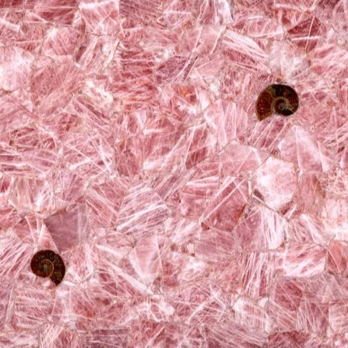 Luxury Customized Gemstone slabs  Semi-precious Stone Pink Quartz for Walls and Countertops