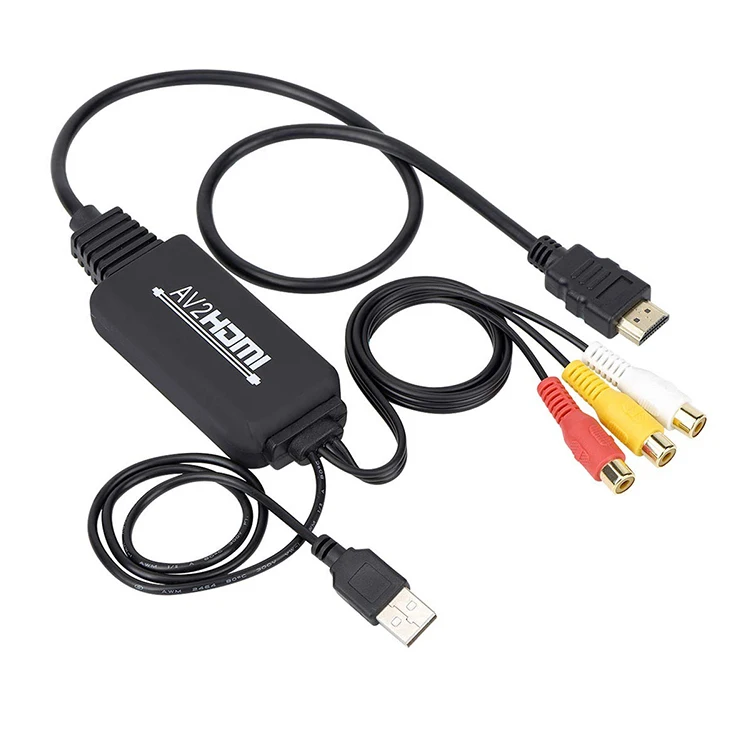 AV RCA to HDMI Converter Cable, 3RCA CVBS Composite Audio Video to 1080P HDMI Adapter Supporting PAL NTSC for PC
