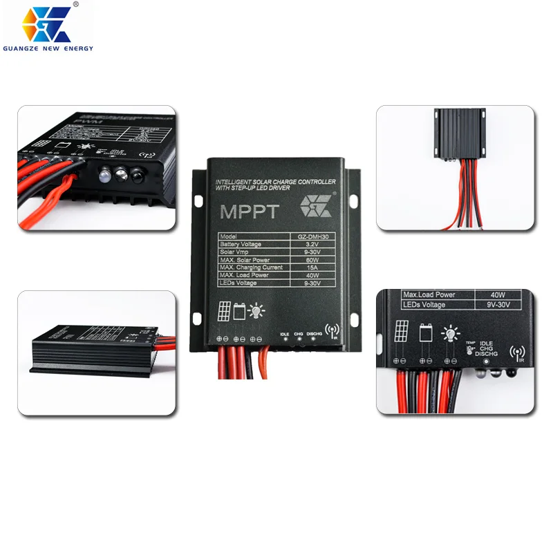 DC Charging Controller Photovoltaic Street Lamp Controllers 12V 10A MPPT Lithium ion Charge Controller