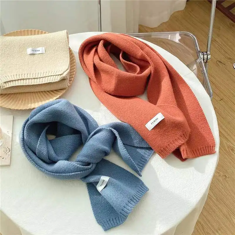2022 Short Warm Scarf Women Cashmere Pashmina 6 Solid Colors Wool Shawls Neck Scarf Fashion Neckerchief