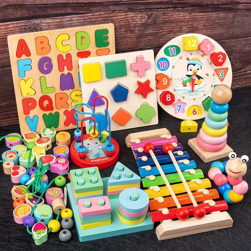 Kids Development Games  jigsaw puzzle Activity Cube Sensory Montessori Wooden Toys