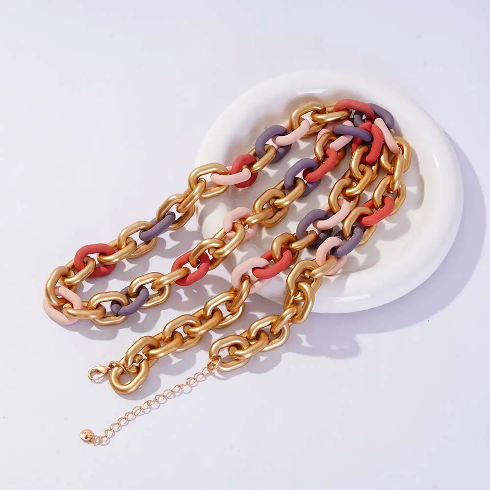 Colorful Acrylic Chunky Chain Necklaces  Bohemia Thick Cable Chain
