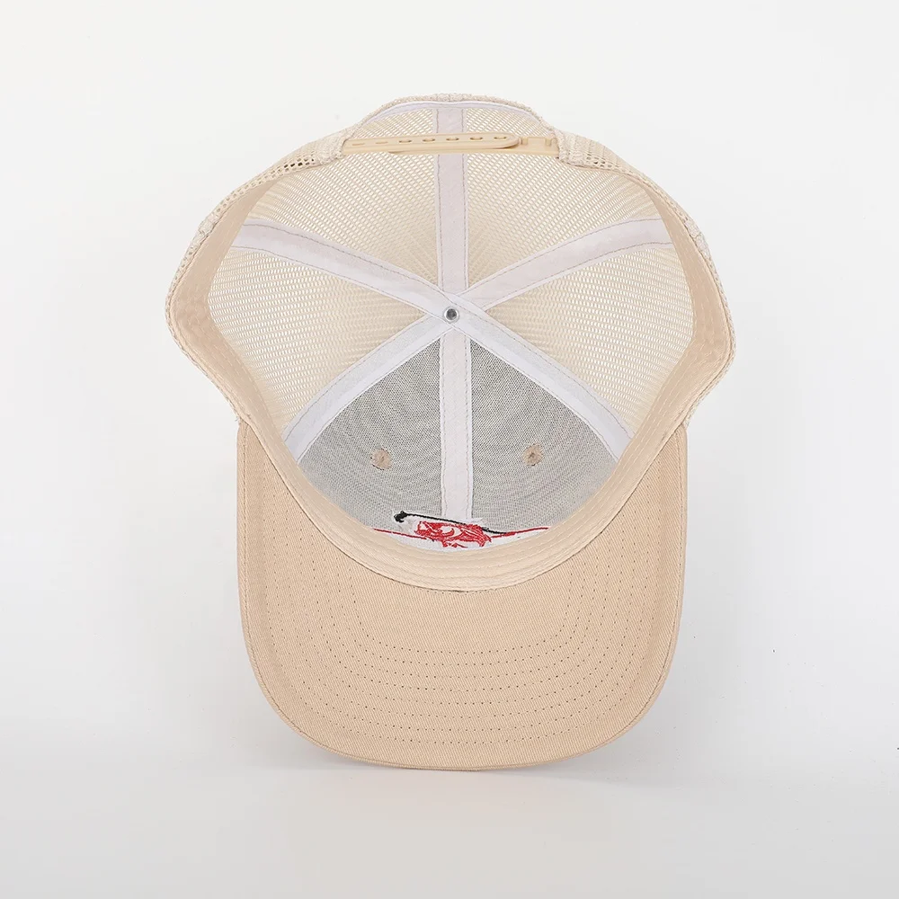 Wholesale Custom Embroidery Logo Mesh Gorras BSCI High Quality 6 Panel Trucker Cap Sports Mens Camel 100% Cotton Classics Hat