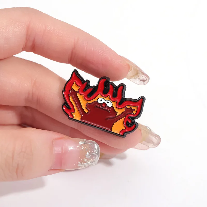 Fire Helllmo Enamel Pins Custom Cute Cartoon Brooches Lapel Badges Funny Anime Animal Jewelry Gift for Kids Friends