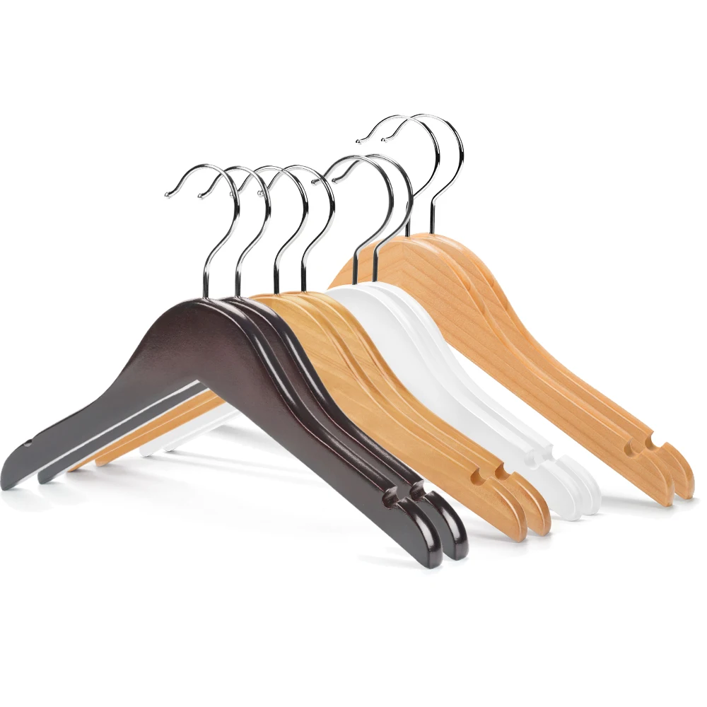 Wholesale Cheap Non Slip children kids white wooden baby hangers for Cloth