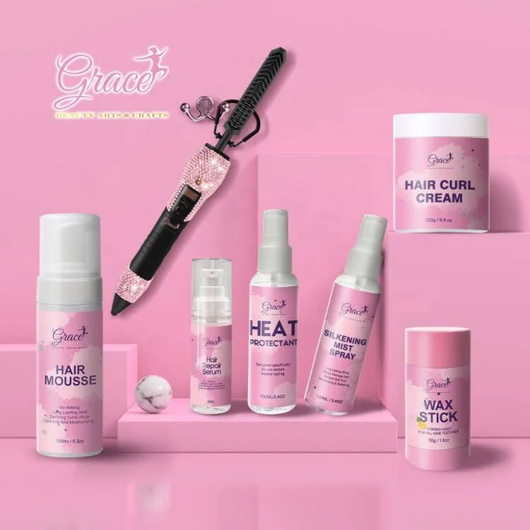 Top Sales Custom Logo wax stick hair repair serum 500 F LCD display Hair Straightening curly Rhinestones electric hot comb