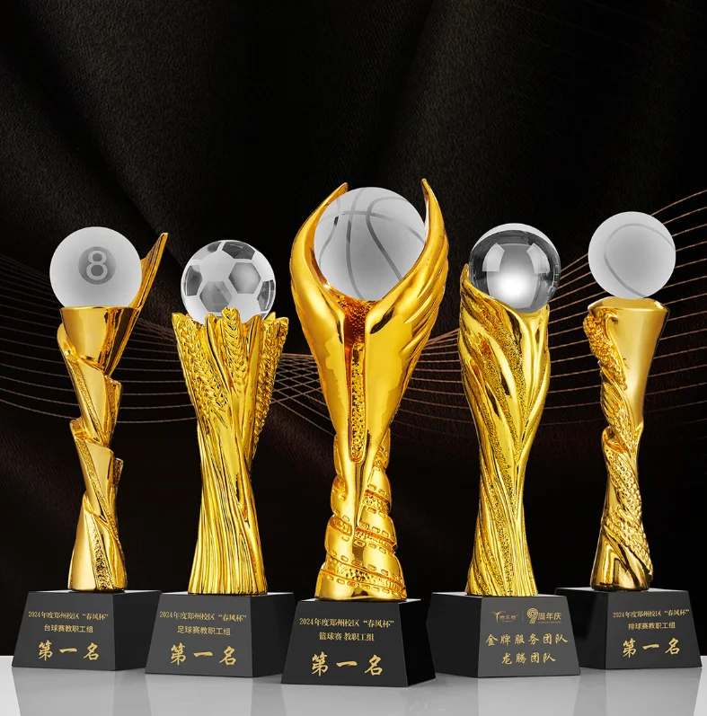 wholesale cheap soccer ball trophy football cup with black crystal base for football Sports Events