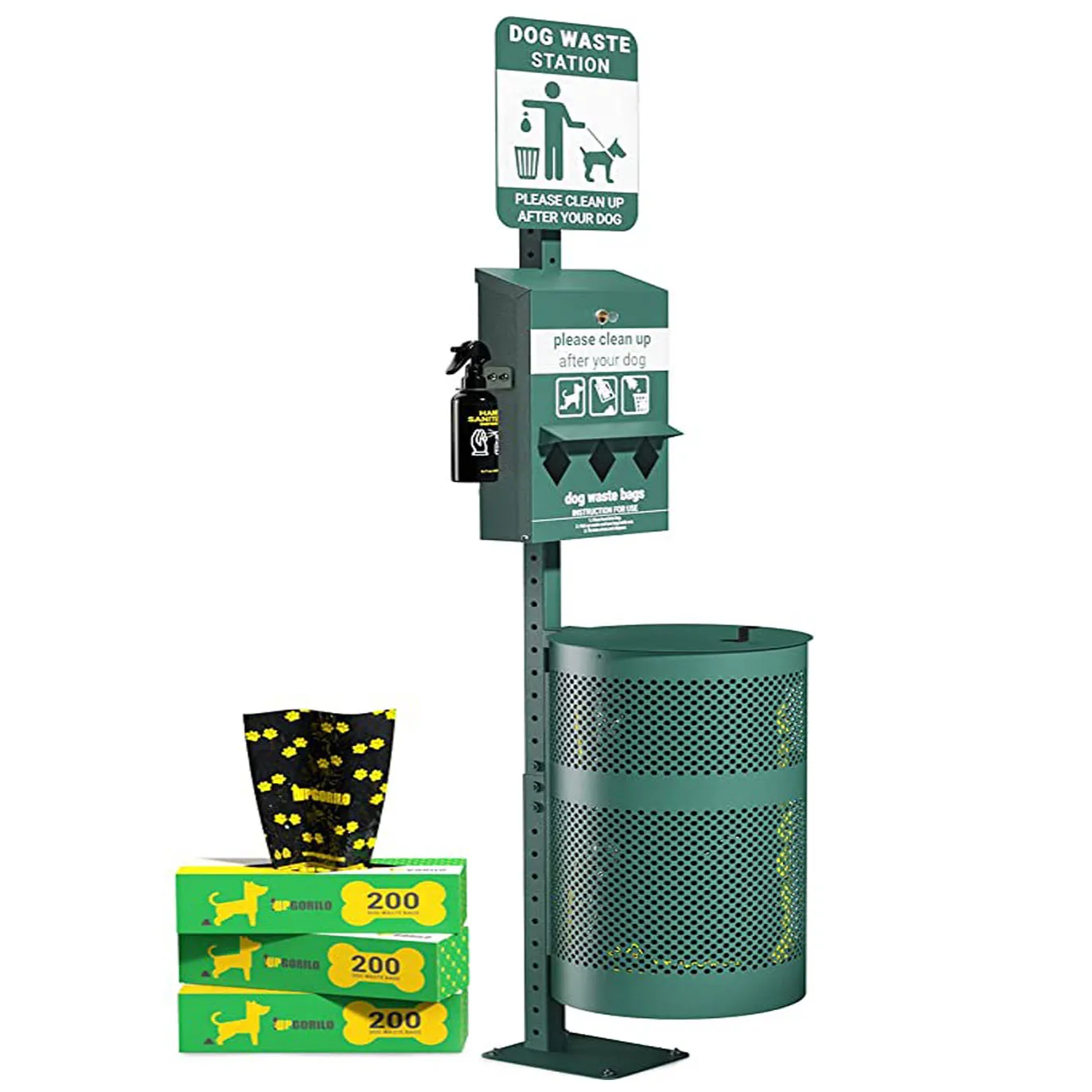 dog pet waste disposal station bins dog waste station container metal dog waste station bag refills box