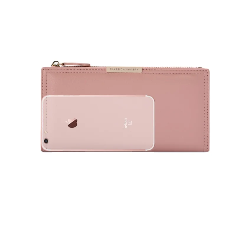 Ultra Slim Thin Leather Credit Card Holder Bifold Clutch Wallets Minimalist Coin Purse Large Capacity Zip Wallet for Women