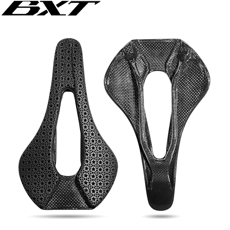 BXT Bicycle Saddle Carbon Fiber Seat 3D Printing Cycling Saddle Ultralight Breathable Mountain Road Bike Soft Cushion Saddle