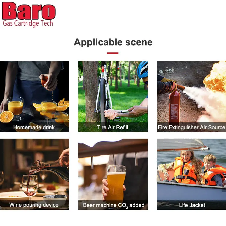 High Pressure 33gram CO2 Cartridge Life Vest Refillable Special Gas Bottle 33g CO2 Gas Cylinder