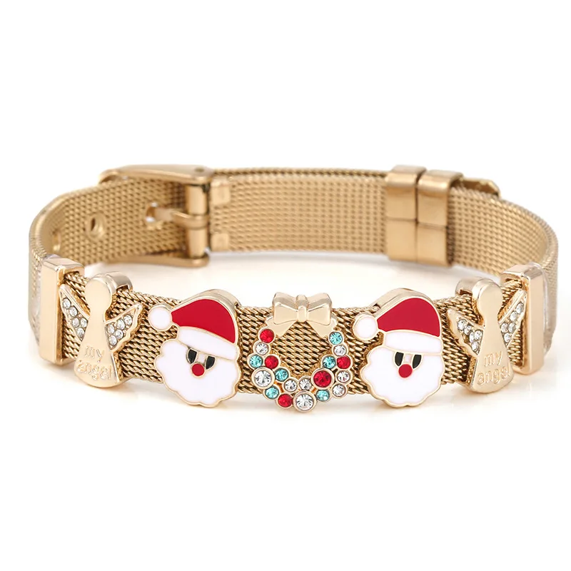 XIXI Waterproof Christmas Handmade Diy Accessories Charm Stainless Steel 18k Gold Plated Zircon Fashion Jewelry Chain Bracelets