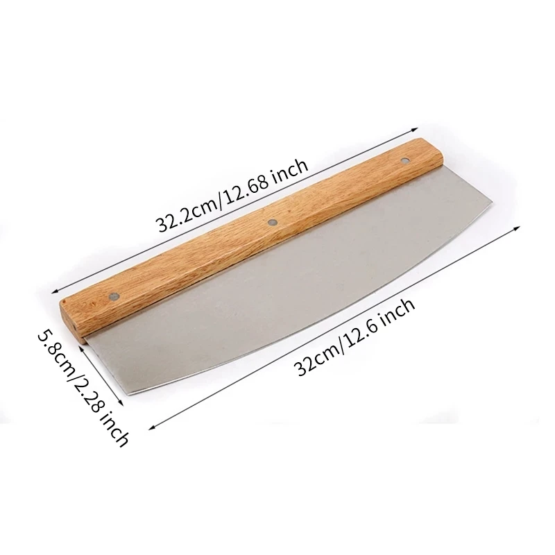 
Stainless Steel Pizza Cutter Wood Handle Pastry Scraper Cake Bread Round Knife Curved Sharp Rocking Blade Pizza Baking Tools 
