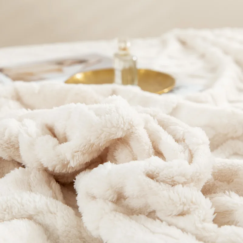 Blankets Throws Solid Color Striped Pattern Mink Flannel Fleece Plush Soft Throw Blanket