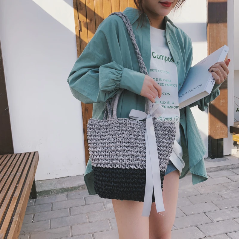 straw knitted beach crossbody clutch bag women wholesale tote summer beach bag straw woven handbags ladies wholesale