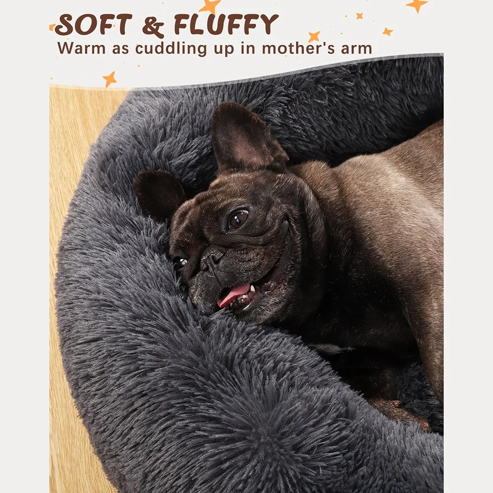 Hot Seller Four Seasons Universal Soft Indoor Donut Dog Bed Waterproof Heating Feature Faux Fur Fiber Material Cats Pet House