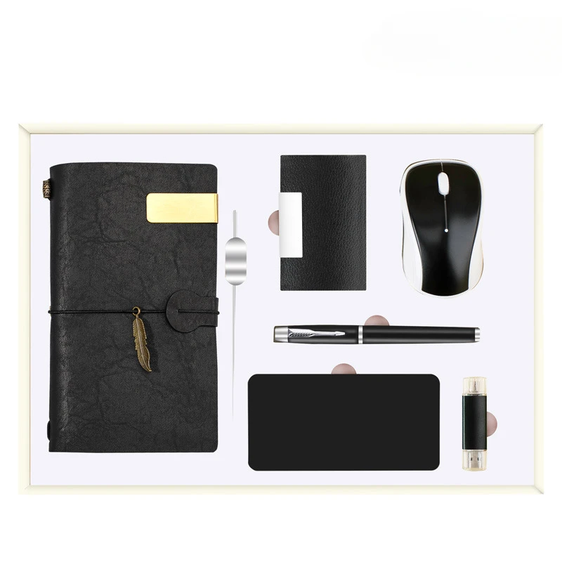 Factory Direct Sales Custom Logo Office Supplies Business Executive Gift Set a5 Leather Notebook Company Giveaways