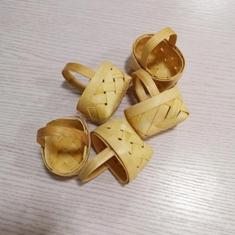 New Arrival Huangtu Handmade Woven Woodchip Storage Gift Basket With Handle For Home Decor