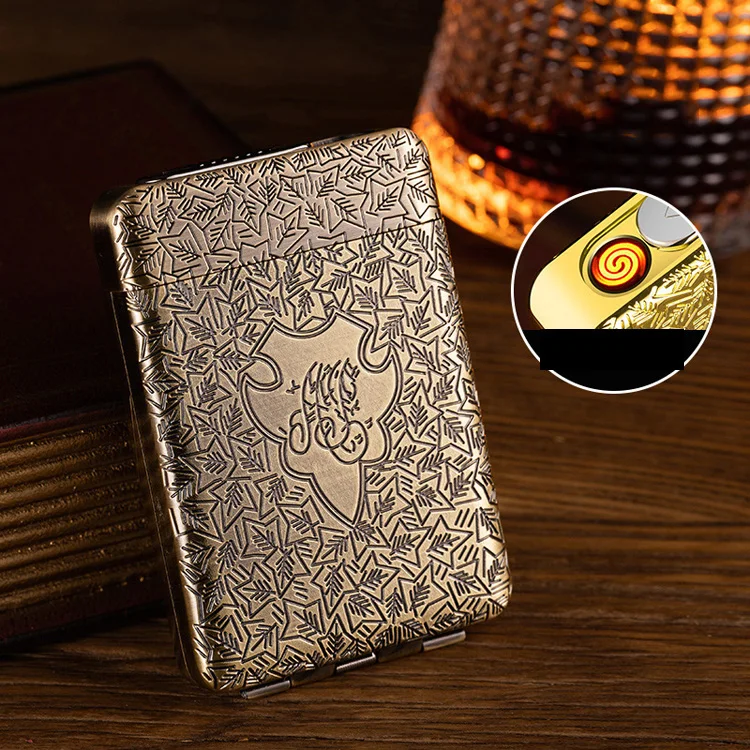 New three-open lighter cigarette case Charging lighter multi-function double cigarette case