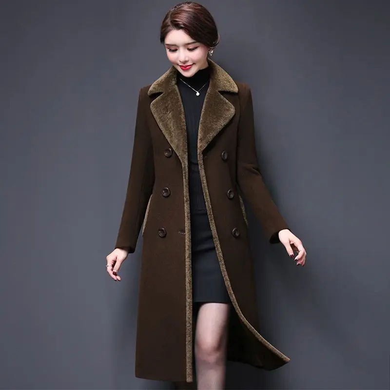 2023 6XL Fur Coat Women Long Style Plain Fur Coat Women High Quality Slim Oversized Ladies Coats Winter