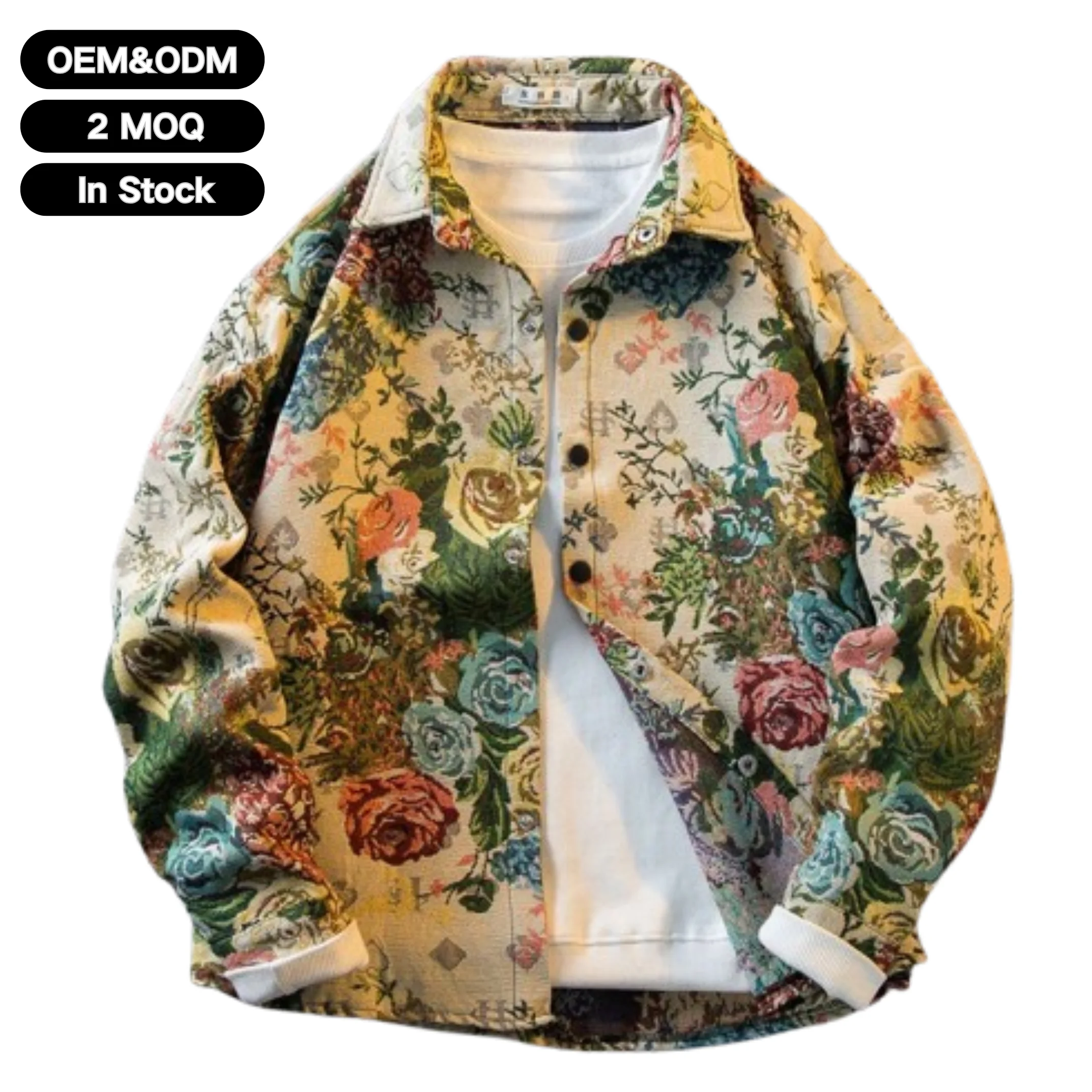 OEM Custom Quick Streetwear Button Jackets Blanket Jacquard Button Jackets Tapestry Clothing Manufacturer