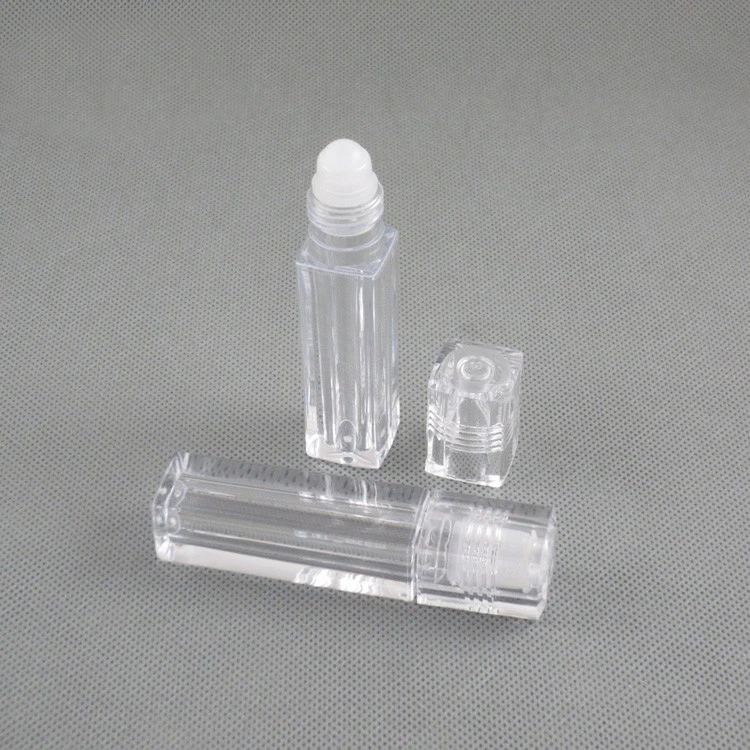Luxury 6ml 7ml empty square all clear roll on lip gloss tubes container with pink top lipgloss roller tube