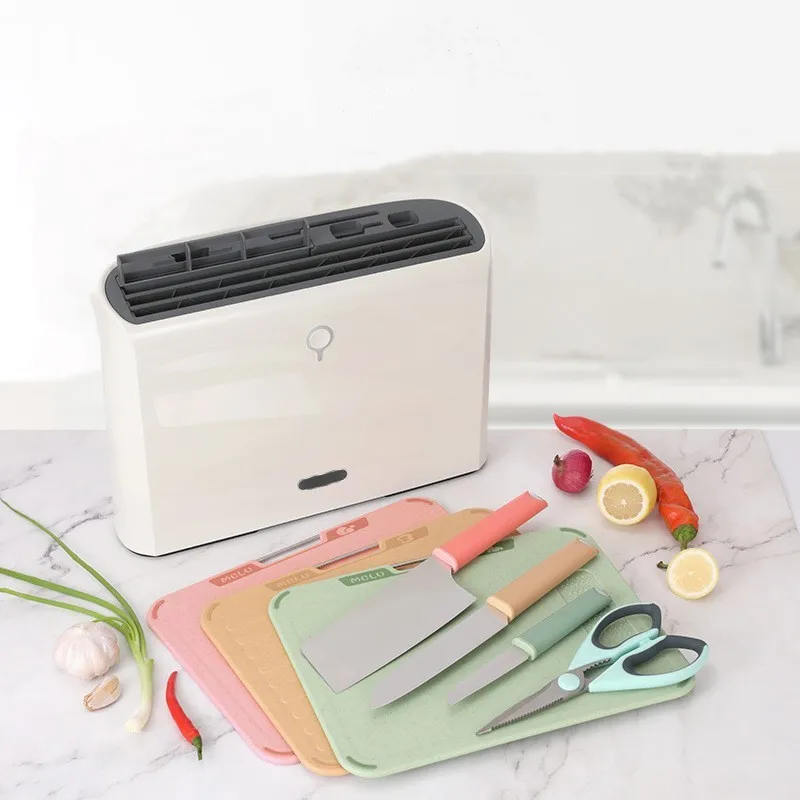 Smart Chopping Board Sterilizer Machine Storage Holder Disinfection Holder Knives and Cutting Board Custom Logo Color Box White