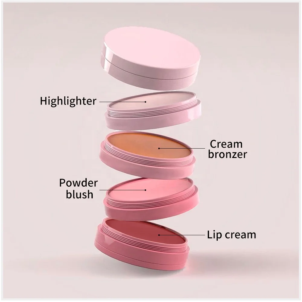 Custom Makeup Pressed Powder Highlighter Bronzer Pigment Palette Waterproof Private Label Make Up Soft Matte Lip Cream Blush